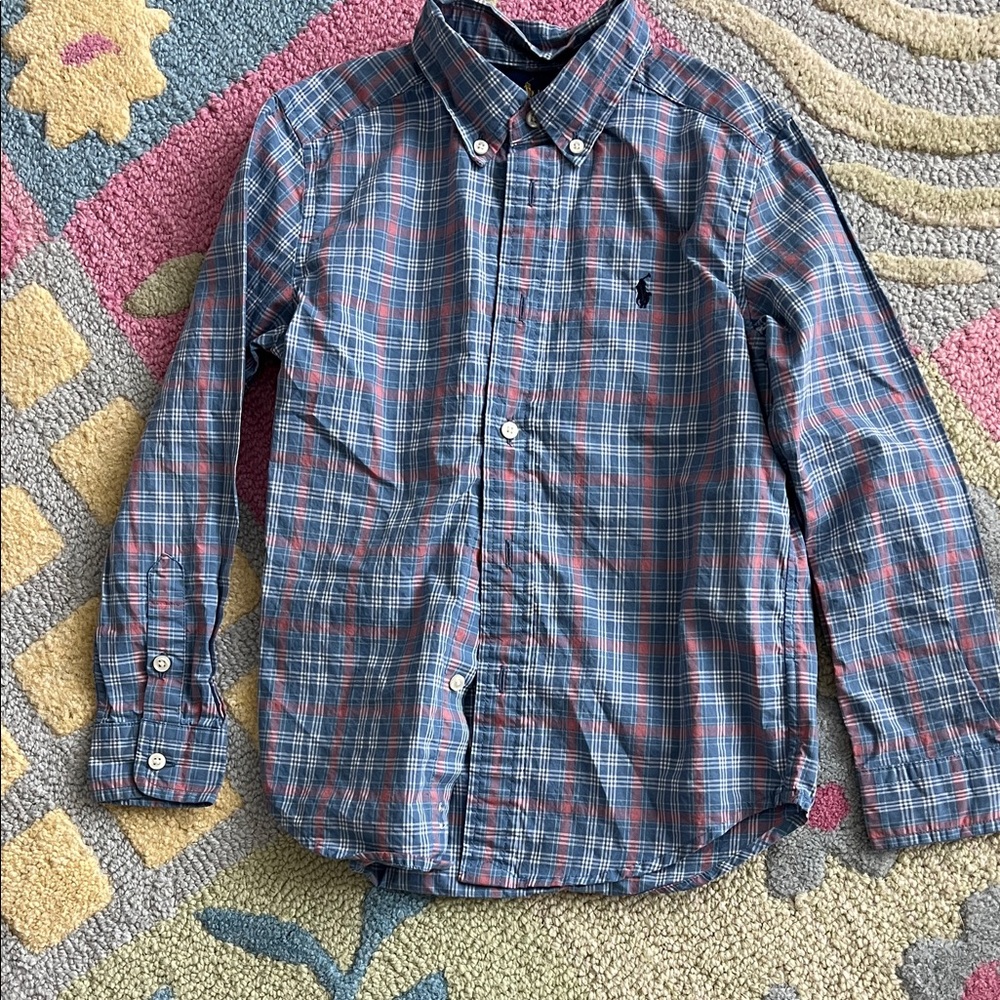 Ralph Lauren Kids Blue and Red Plaid Shirt